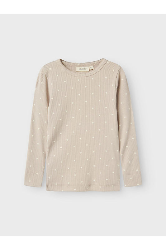 Lil' Atelier Mini Print Oberteil Mit Langen Ärmeln Gray Morn Women