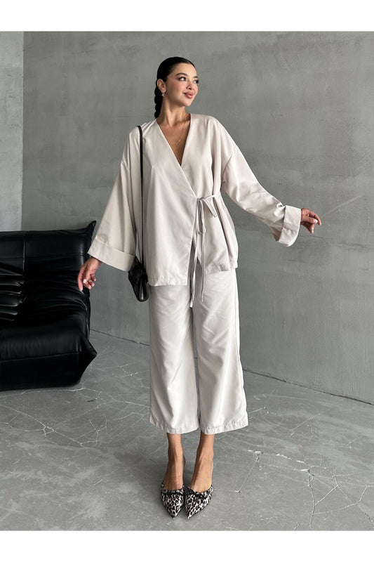 Laluvia Stone Lisa Side Tie Pants Set Women