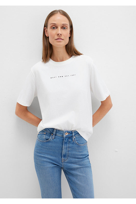 Mavi Printed Ecru T-Shirt Regular Fit Women