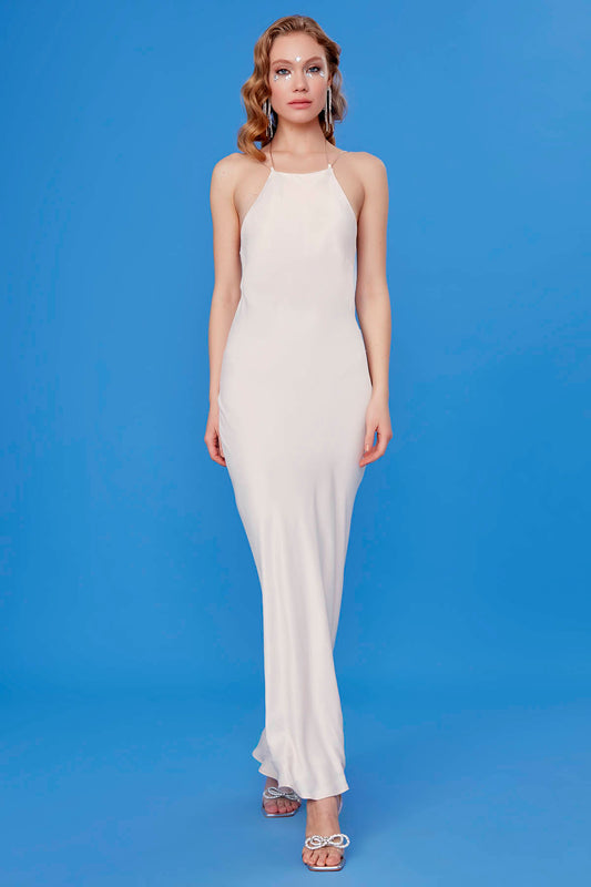 Vitrin Rope Strap Satin Dress Beige Women