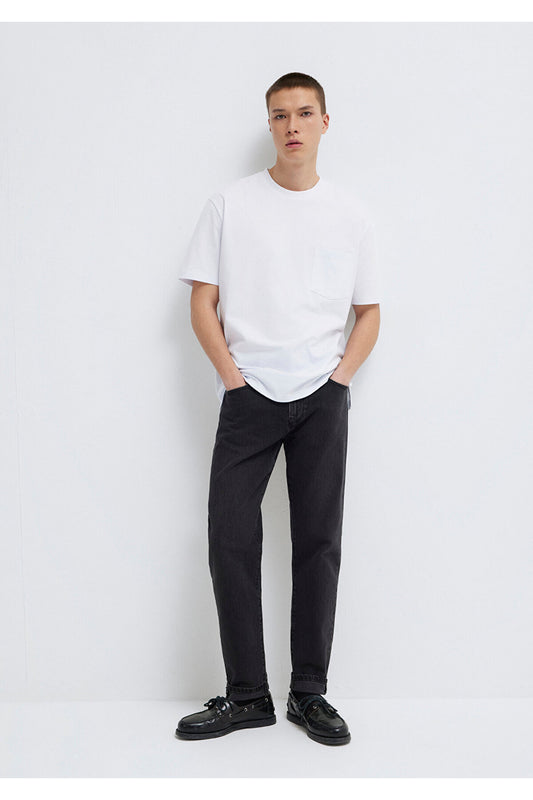 Mavi White Basic T-Shirt - Pocket Detail, Loose Men