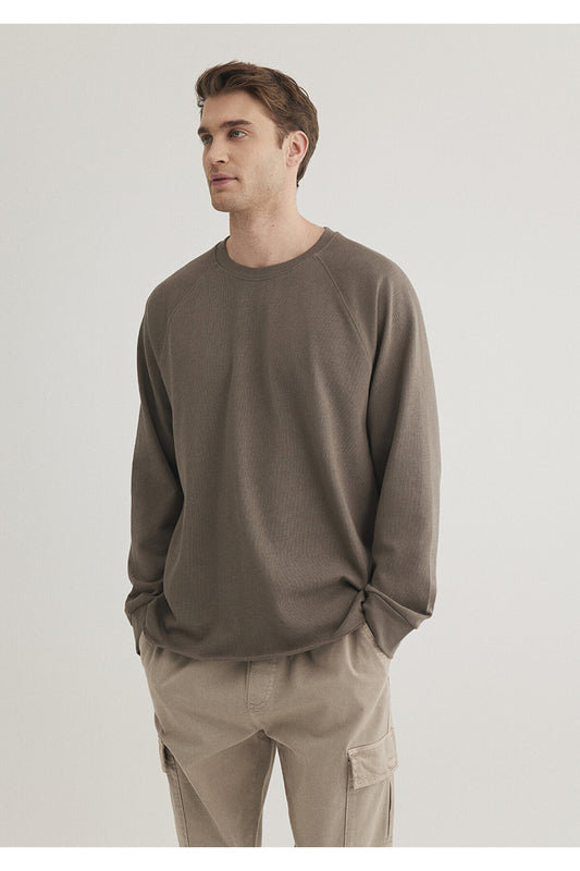 Mavi Long Sleeve Brown T-Shirt Regular Fit - Regular Fit Men
