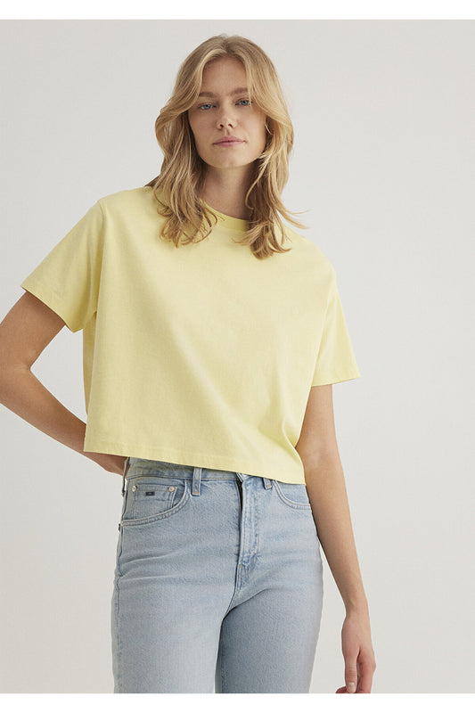 Mavi Crew Neck Yellow Basic T-Shirt Boxy Fit Women