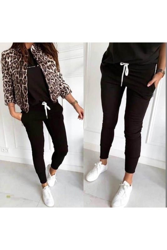 POLO BONETTA Women's Black-Brown-Grey Zippered Pocket Detailed Two Thread Fabric Bottom Tracksuit (S-M size compatible) Women