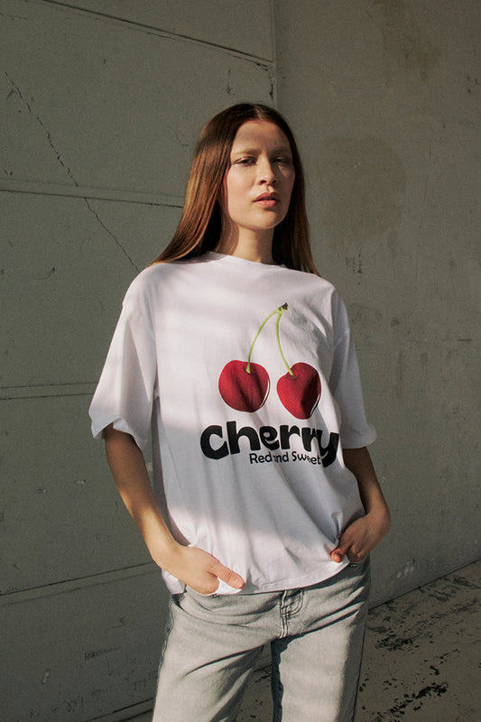 Noisy May Nmmillie Cherry S-S T-Shirts - Jrs Fwd Bright White Women