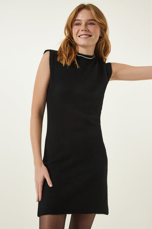 Happiness İstanbul Women's Black Mini Knitwear Dress Women