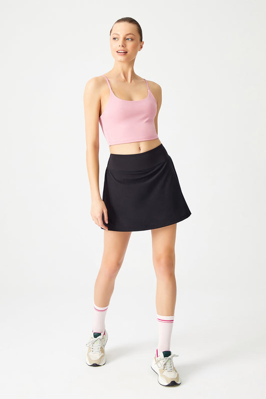 Los Ojos Black 2 Layer Tennis Skirt - Shorts Skirt - Sports Skirt Tennis Skirt Women