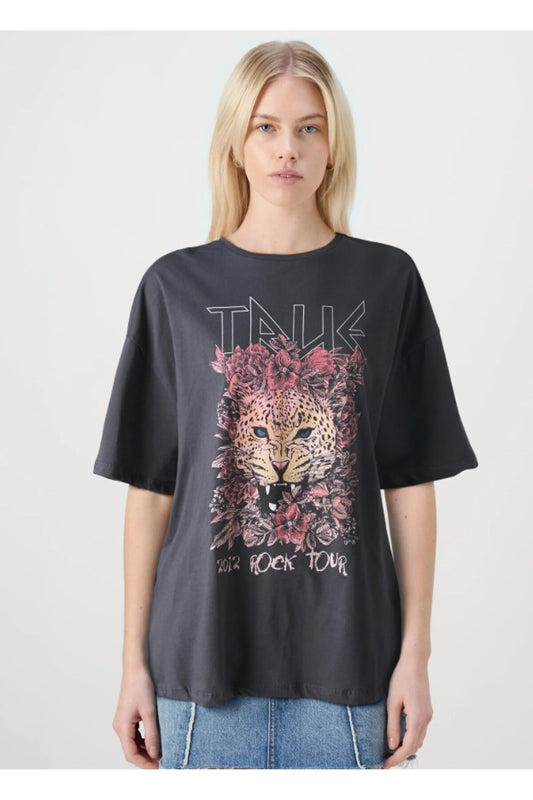 Noisy May NMEVA S-S LEO T-SHIRT - JRS Model Obsidian Women