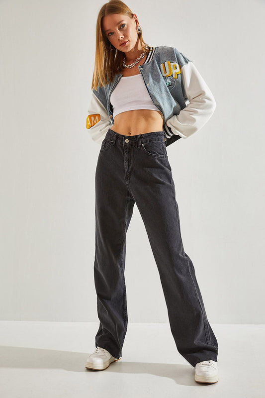 Bianco Lucci High Waist Laser Cut Palazzo Women's Trousers Black Women