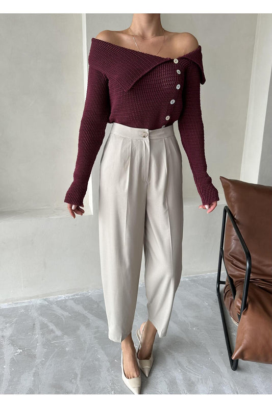 Laluvia Stone Baggy Fabric Trousers Women