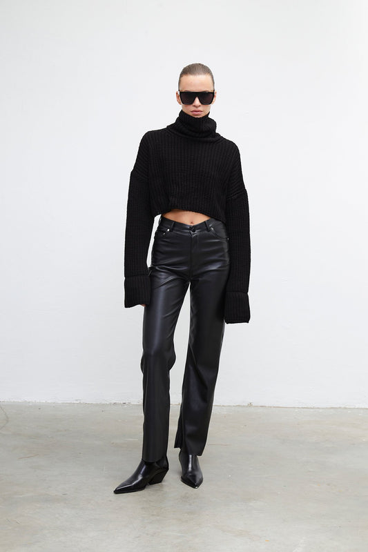 VATKALI Leather Trousers Black Women