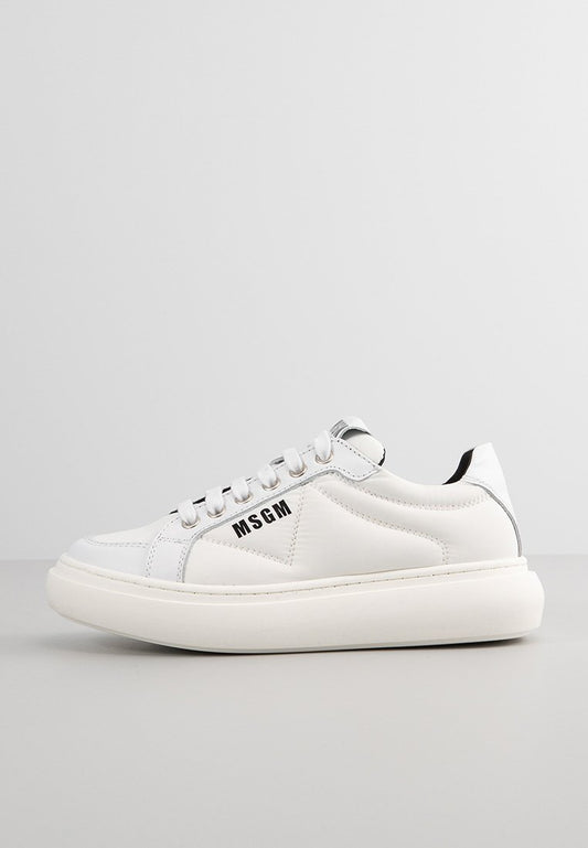 MSGM TECH & LEATHER LOW TOP SNEAKERS LACE UP White (ZZO27WA05-A00) Kids