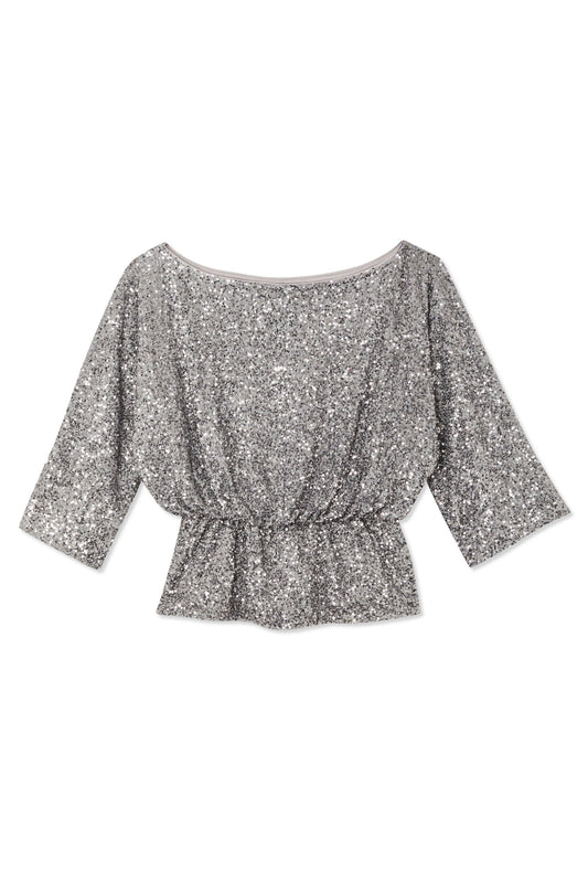 Never Fully Dressed Gun Metal Sequin Tilly Top Silver-Coloured (NEN21E02F-D11) Women