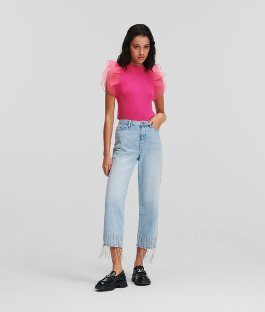 Karl Lagerfeld Rhinestones Denim Light Blue Denim (235W1106D23) Women