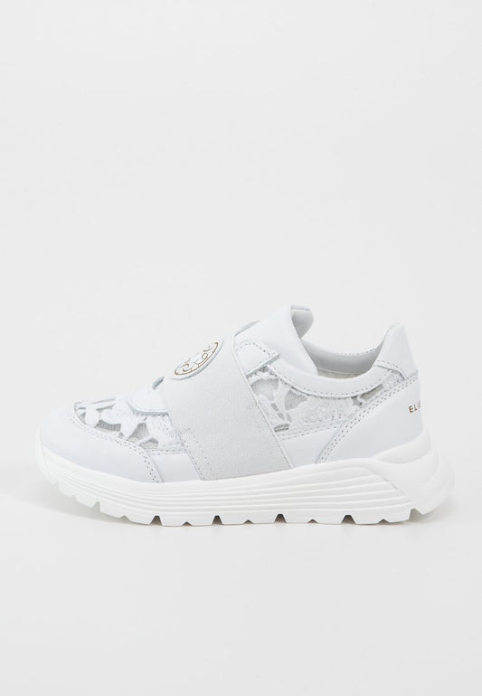 ELIE SAAB NAPPA LEATHER AND MACRAME LOW SNEAKERS SLIP ON White (ZZO2JFV06-A00) Kids