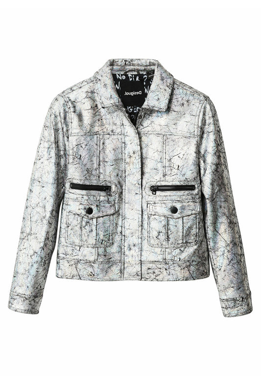 Desigual Metallic trucker jacket Silver-Coloured (DE121U067-D11) Women