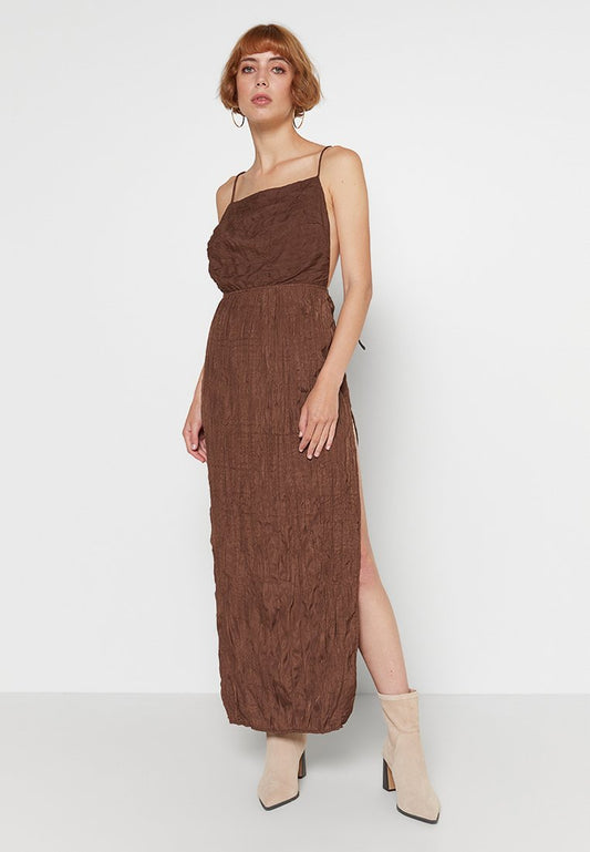 NA-KD Structured Open Back Maxi Dress Brown (ZZO20MC30-O00) Women