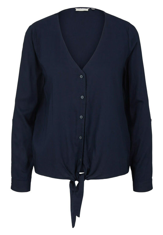 TOM TAILOR DENIM Blusen & Shirts Long Sleeve Blouse with Knotendetail Dark Blue (TO721E0NS-K11) Women