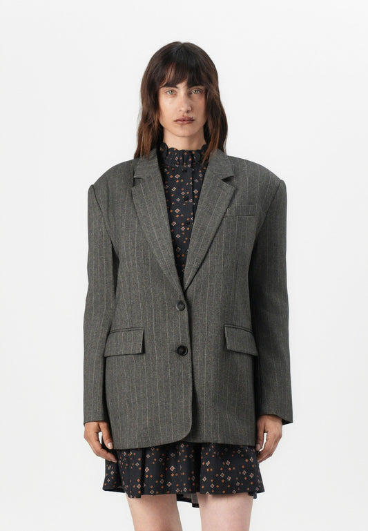 Stella Nova Pinstriped Blazer Dark Brown (ZZO2JTY23-O00) Women