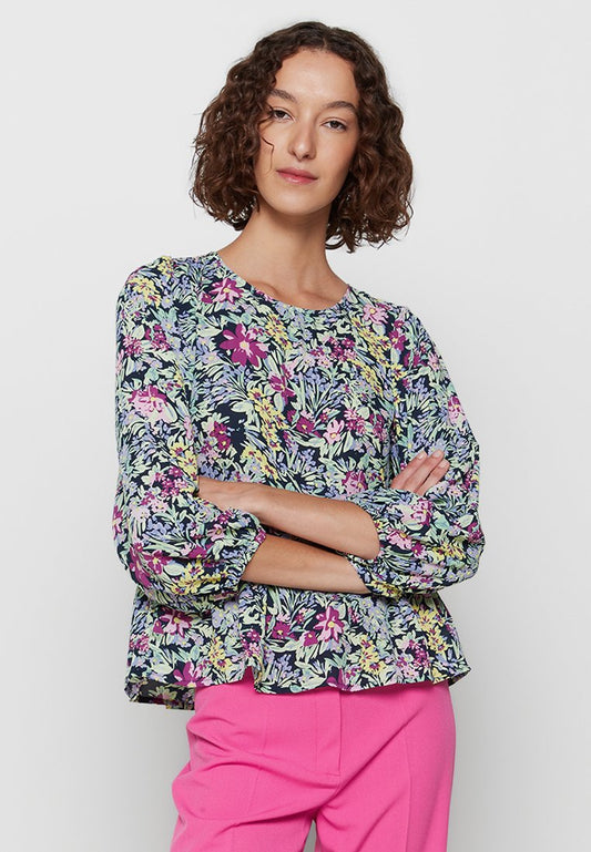 JDY MERLE 7/8 PEPLUM TOP WVN LO Multi-Coloured (ZZO235A05-C00) Women