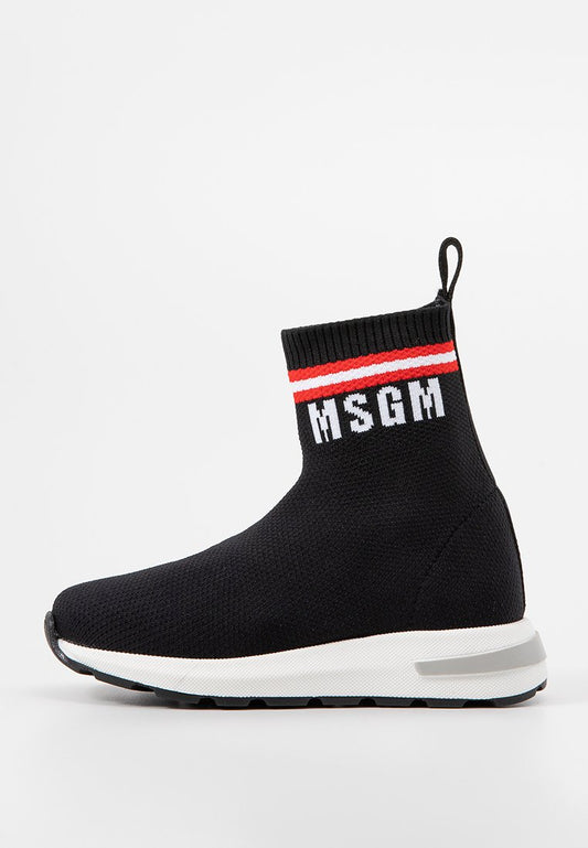 Msgm CONTRASTING PRINTED LOGO HIGH SOCK SNEAKERS black (ZZO2JFW02-Q00) Kids