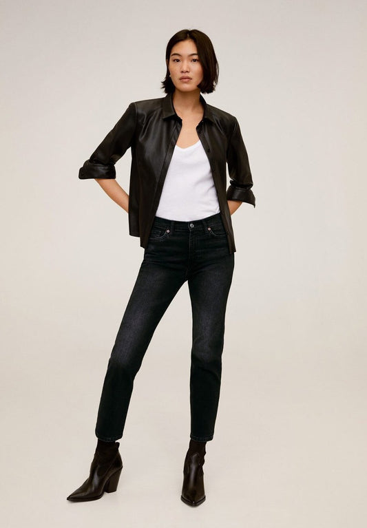 Mango Grace slim crop jeans Black Denim (M9122G0EX-Q11) Women