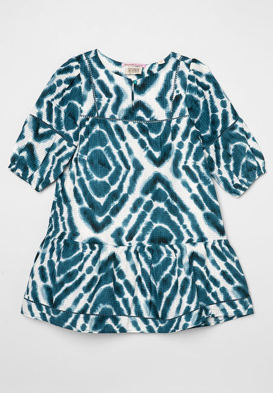 All-over printed ladder tape midi dress Girls
