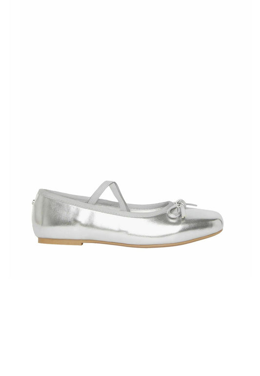 Lipsy Flat Slip On Square Toe Ballerina. - Regular Fit Silver-Coloured (LI713A00E-D11) Kids
