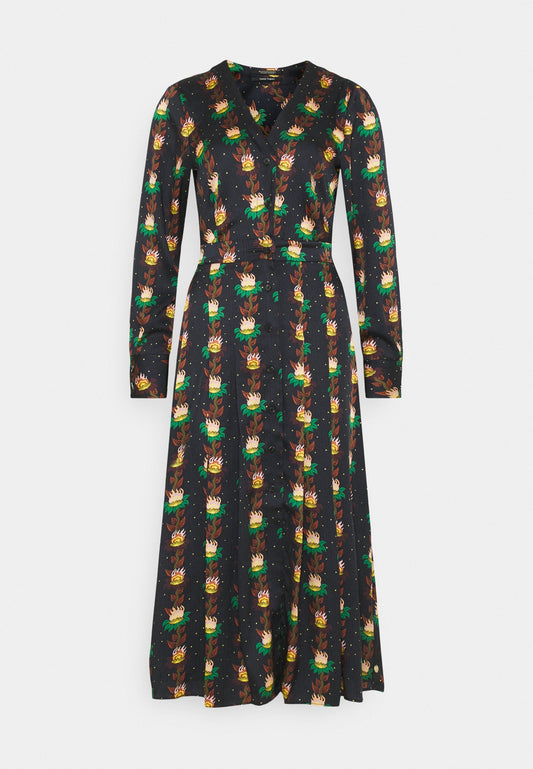 Scotch & Soda Printed v-neck midi length dress with pleats (SC321C049-K11) Women