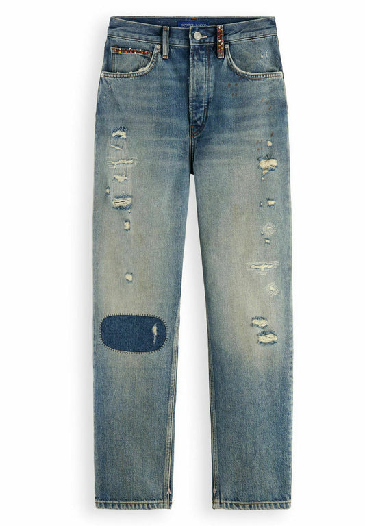 Scotch & Soda The Bay straight leg distressed organic cotton boyfriend jeans Blue (SC321N08C-K11) Women