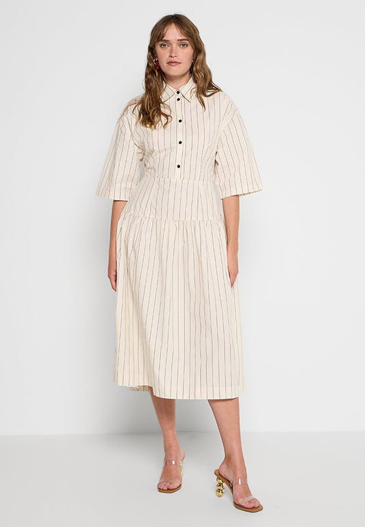 Stella Nova Striped midi dress Beige (ZZO2UVM10-B00) Women