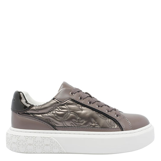 YOKO 21 - SNEAKER CALF LEATHER/MONOGRAM FABRIC N TABACCO Women