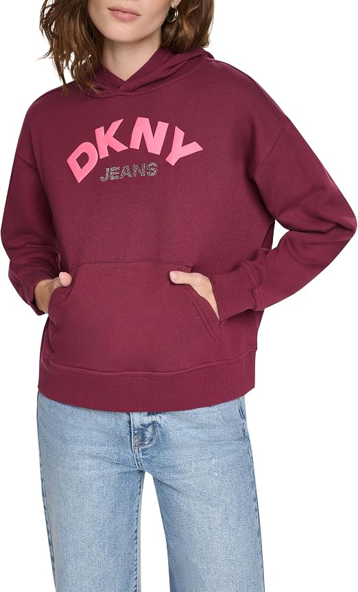 DKNY Arched Logo Puff Sweatshirt Claret/Taffy (DJ6T1841IG5) Women