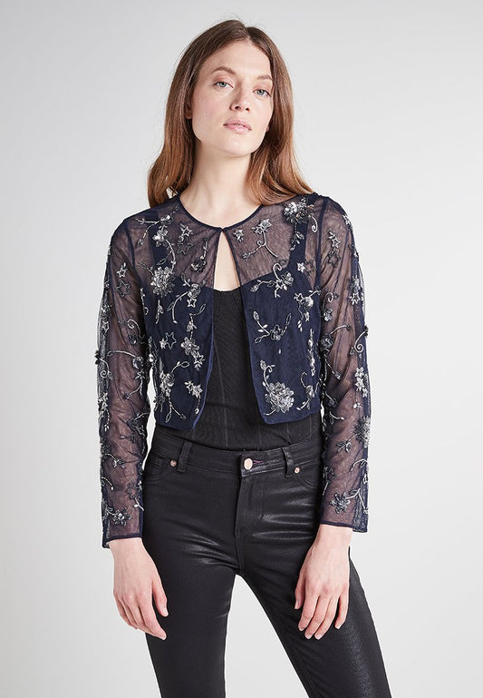 Ted Baker EMBELLISHED CROPPED JACKET Dark Blue (ZZO1APG57-K00) Women