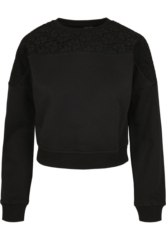 Urban Classics Short Oversized Lace Inset Crew Black (UR621J04T-Q11) Women