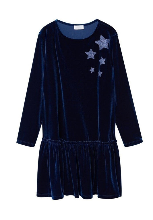 Mango Kids Fluwelen jurk met purpurine dark blue (M9123F0K9-K11) Kids