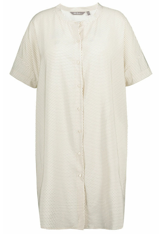 Ulla Popken Chemisier en lyocell, pois, oversize, col rond, manches mi longues Off-White (UP121E1V1-A11) Women