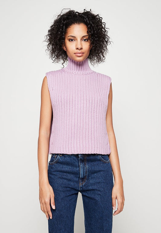 Nina Ricci SLEEVELESS TURTLENECK WOOL SWEATER Purple (ZZO1X4Z69-I00) Women