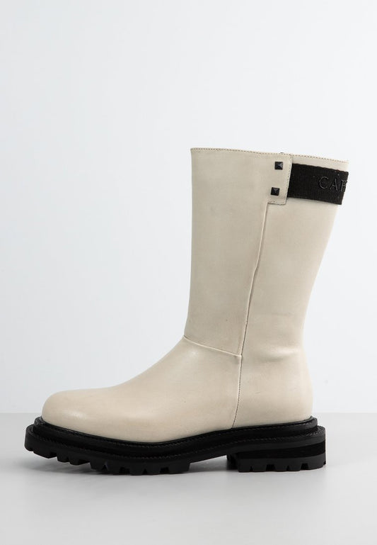 CAFèNOIR LEATHER ANKLE BOOT WITH CALF BAND Off-White (ZZO27TR13-A00) Women