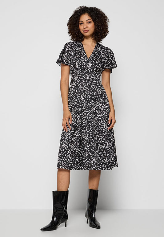 KARL LAGERFELD MEMPHIS AOP SATIN MIDI DRESS Black (ZZO30GA39-Q00) Women