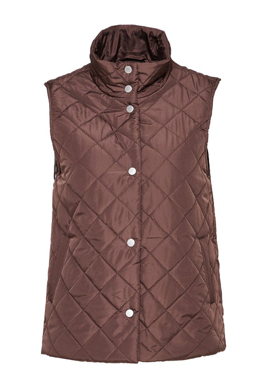 ONLY ONLVIOLA QUILTED SHORT WAISTCOAT CS OTW Dark Brown (ZZO1RG402-O00) Women