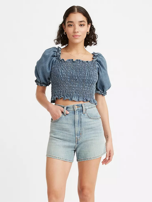 Levi's Cropped Blouse With Balloon Sleeves Blue (A1881-0002-3255858) Women