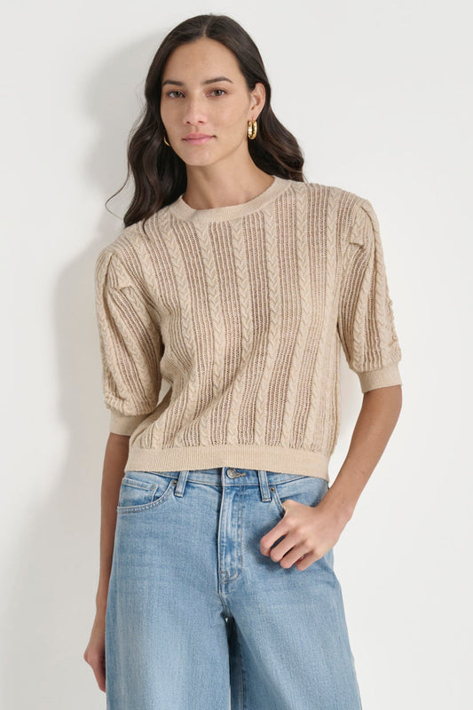 DKNY Mohair Like Gathered Sweater Vanilla Bean (DJ4R0343IL4) Women