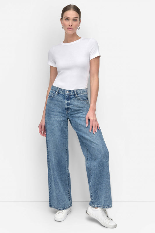 DKNY High Rise Wide Leg Jeans Cedar Street Wash (DJ5M4084JEE) Women