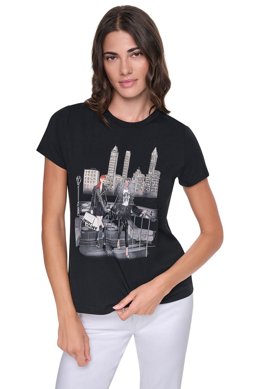 DKNY Short Sleeve Central Park Tee Black (P6MHUWNABLK) Women