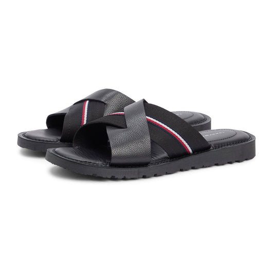 Tommy Hilfiger Core Leather Criss Slippers Black (FM0FM05783-BDS) Men