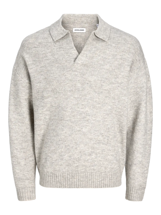 Soho Ollie Knit Split Neck Light Grey Melange (12279214) Men