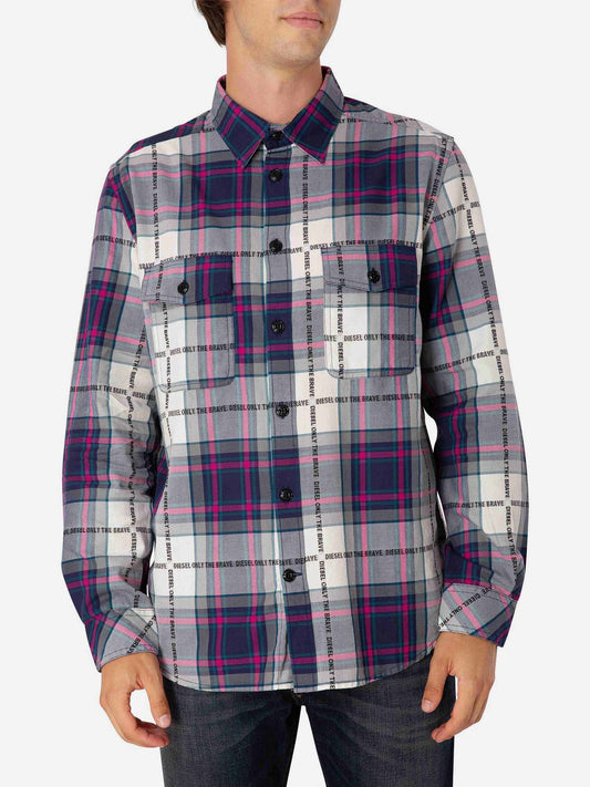 Diesel S-Miller-A Blue Plaid Shirt (SUNICE-3134697) Men