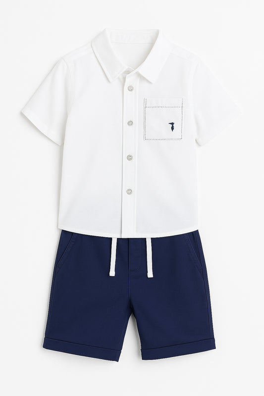 Trussardi Junior Set Shirt+Bermuda Pick White / Bl.E (TIP26158CL) Kids