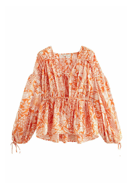 Next Poplin Layered Tie Blouse Regular Fit Orange (NX321E2AC-H11) Women
